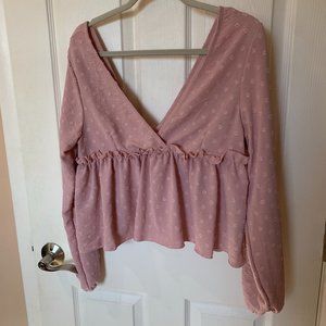 SHEIN Baby Doll Peplum Pink Longsleeve - Medium